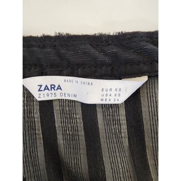 ZARA Women's Black Sheer Embellished Striped Night Out Oversized Fit SZ XS - Picture 6 of 9